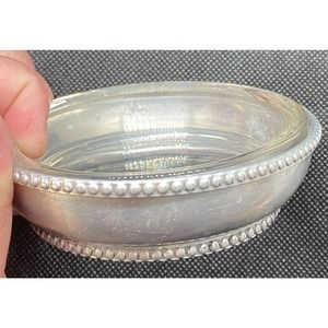 Vintage 2 part ashtray glass dish and metal base from estate